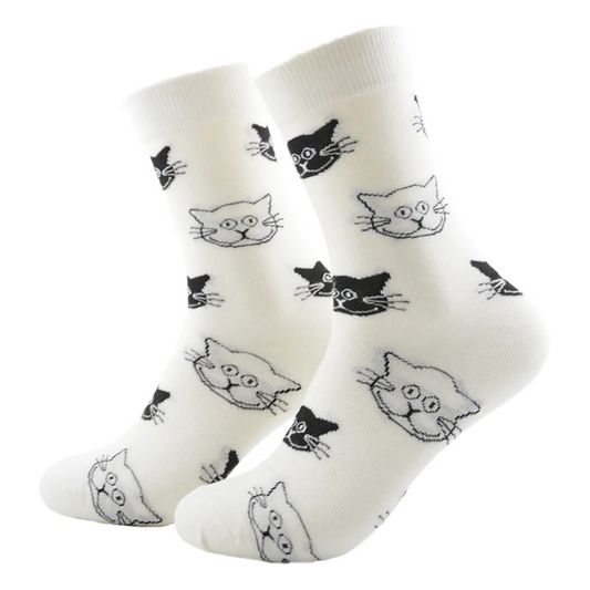 😻 Calcetines "cara gato blanco y negro" 🐈
