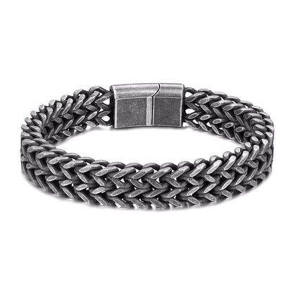 Pulsera de Cadena Cubana Ancha para Hombre – Estilo Punk de 12 mm en Acero Inoxidable, Ideal para Motociclistas