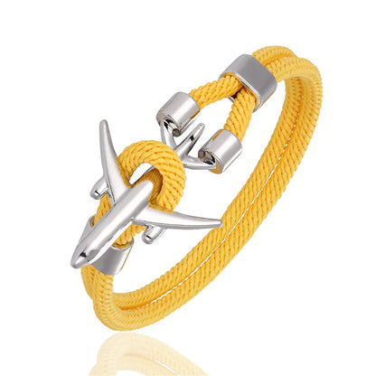 Pulsera de Aviación con Encanto de Avión y Ancla – Unisex, Cuerda Paracord Estilo Náutico para Amantes de los Viajes