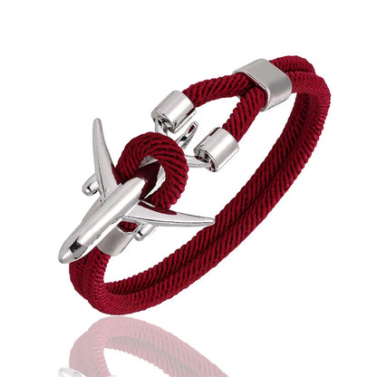 Pulsera de Aviación con Encanto de Avión y Ancla – Unisex, Cuerda Paracord Estilo Náutico para Amantes de los Viajes