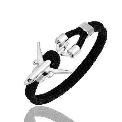 Pulsera de Aviación con Encanto de Avión y Ancla – Unisex, Cuerda Paracord Estilo Náutico para Amantes de los Viajes