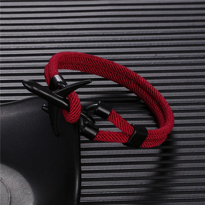 Pulsera de Aviación con Encanto de Avión y Ancla – Unisex, Cuerda Paracord Estilo Náutico para Amantes de los Viajes