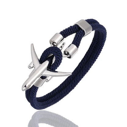 Pulsera de Aviación con Encanto de Avión y Ancla – Unisex, Cuerda Paracord Estilo Náutico para Amantes de los Viajes