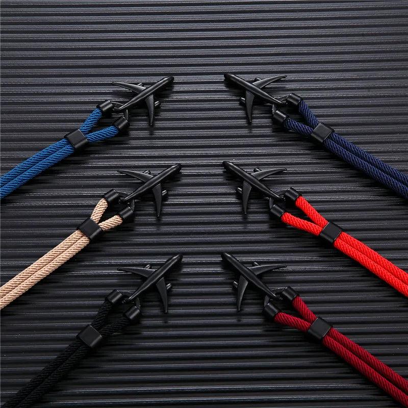 Pulsera de Aviación con Encanto de Avión y Ancla – Unisex, Cuerda Paracord Estilo Náutico para Amantes de los Viajes