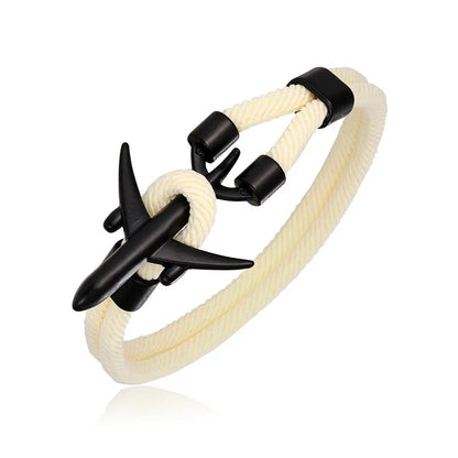 Pulsera de Aviación con Encanto de Avión y Ancla – Unisex, Cuerda Paracord Estilo Náutico para Amantes de los Viajes