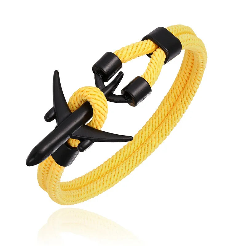 Pulsera de Aviación con Encanto de Avión y Ancla – Unisex, Cuerda Paracord Estilo Náutico para Amantes de los Viajes