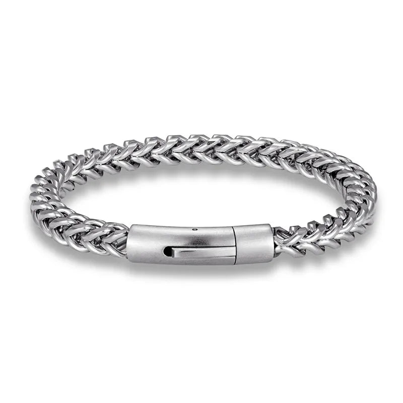 Pulsera de Cadena de Bicicleta Estilo Punk Rock para Hombre – Acero Inoxidable Chapado en Oro 18K con Cierre Magnético