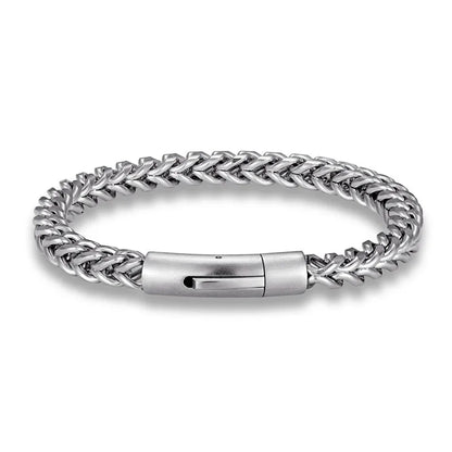 Pulsera de Cadena de Bicicleta Estilo Punk Rock para Hombre – Acero Inoxidable Chapado en Oro 18K con Cierre Magnético