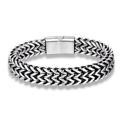 Pulsera de Cadena Cubana Ancha para Hombre – Estilo Punk de 12 mm en Acero Inoxidable, Ideal para Motociclistas