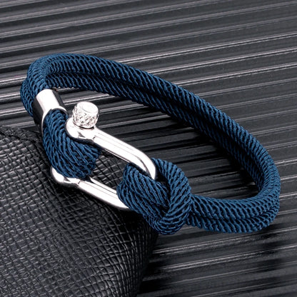 Pulsera Náutica Minimalista Unisex – Cuerda Doble con Hebilla en U de Acero Inoxidable
