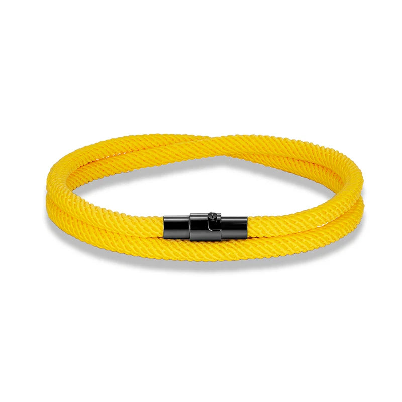 Pulsera Minimalista de Cuerda Roja de la Suerte – Doble Capa Unisex con Cierre Magnético Negro 316L