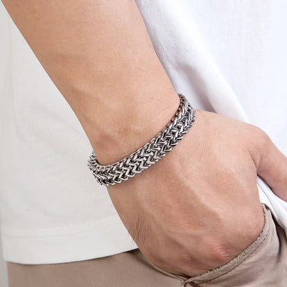 Pulsera de Cadena Cubana Ancha para Hombre – Estilo Punk de 12 mm en Acero Inoxidable, Ideal para Motociclistas
