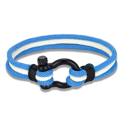 Pulsera Náutica Multicapa con Bandera de Argentina – Unisex, con Grillete de Acero Inoxidable y Cierre Estilo Barco