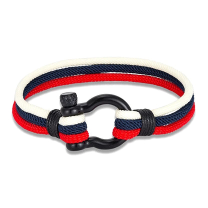 Pulsera Náutica Multicapa con Bandera de Argentina – Unisex, con Grillete de Acero Inoxidable y Cierre Estilo Barco