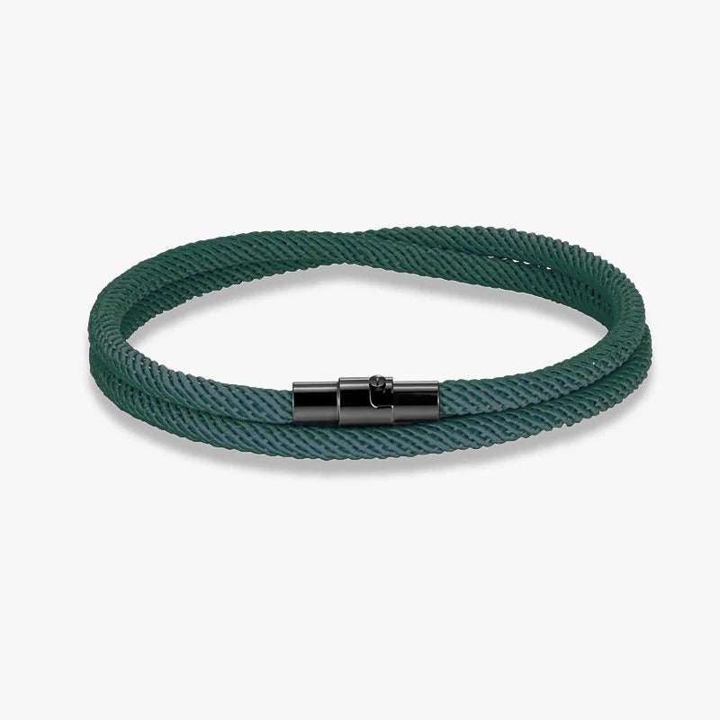 Pulsera Minimalista de Cuerda Roja de la Suerte – Doble Capa Unisex con Cierre Magnético Negro 316L
