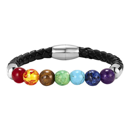 Pulsera de Piedra Volcánica – Elástica y Unisex, con Cuentas de Colores