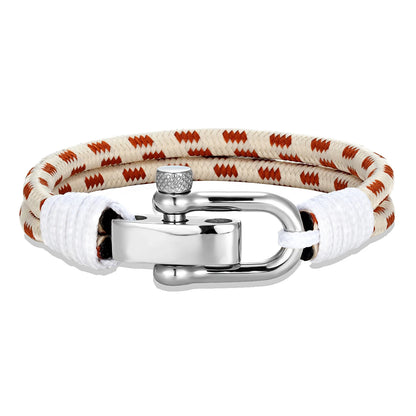 Pulsera Náutica de Cuerda Doble con Grillete de Acero Inoxidable – Estilo Vela para Hombre