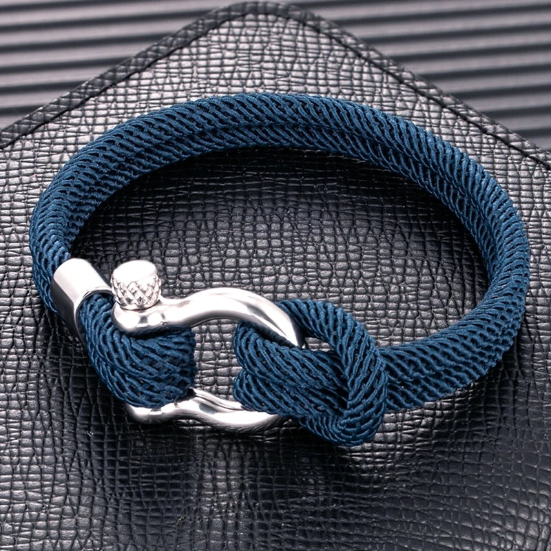 Pulsera Náutica Minimalista de Doble Hebra – Supervivencia con Cierre de Perno y Hebilla Deportiva de Acero Inoxidable Unisex