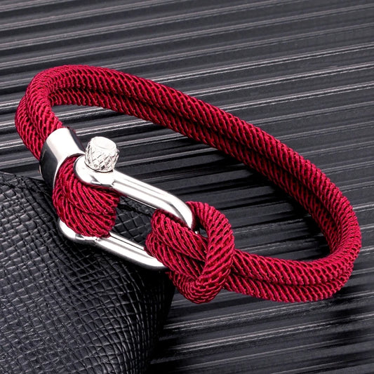 Pulsera Náutica Minimalista Unisex – Cuerda Doble con Hebilla en U de Acero Inoxidable
