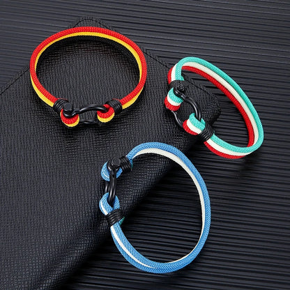 Pulsera Náutica Multicapa con Bandera de Argentina – Unisex, con Grillete de Acero Inoxidable y Cierre Estilo Barco