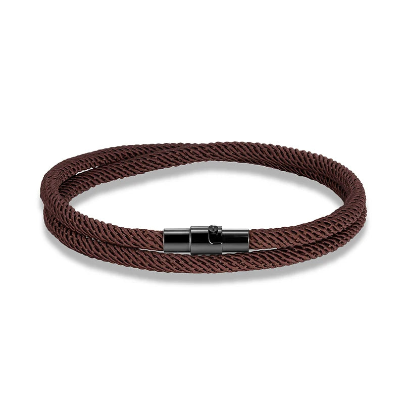 Pulsera Minimalista de Cuerda Roja de la Suerte – Doble Capa Unisex con Cierre Magnético Negro 316L