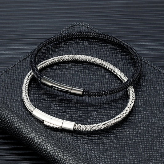 Pulsera de Alambre de Acero para Hombre – Estilo Punk Minimalista, Antidesgaste y Antidecoloración