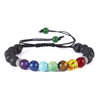 Pulsera de Piedra Volcánica – Elástica y Unisex, con Cuentas de Colores
