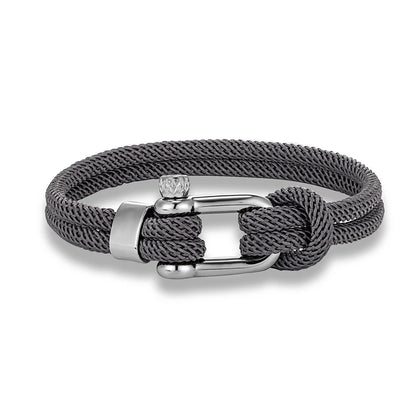 Pulsera Náutica Minimalista Unisex – Cuerda Doble con Hebilla en U de Acero Inoxidable