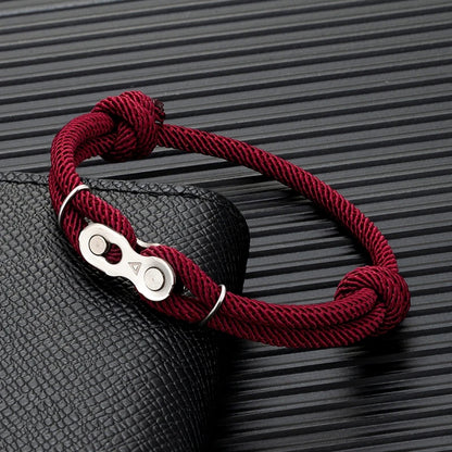 Pulsera de Cadena de Bicicleta para Hombre – Estilo Punk Rock con Cuerda Ajustable