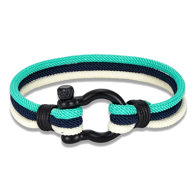 Pulsera Náutica Multicapa con Bandera de Argentina – Unisex, con Grillete de Acero Inoxidable y Cierre Estilo Barco