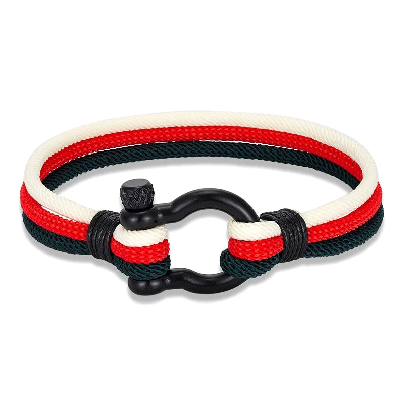 Pulsera Náutica Multicapa con Bandera de Argentina – Unisex, con Grillete de Acero Inoxidable y Cierre Estilo Barco
