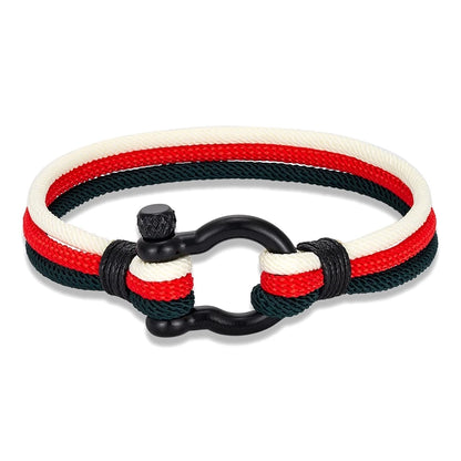Pulsera Náutica Multicapa con Bandera de Argentina – Unisex, con Grillete de Acero Inoxidable y Cierre Estilo Barco