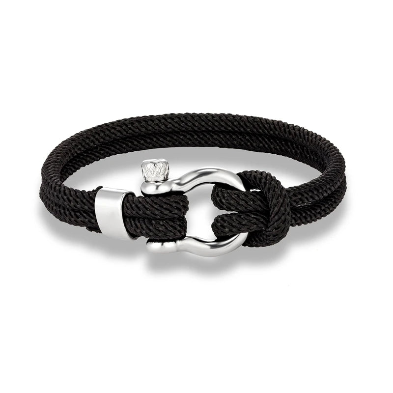 Pulsera Náutica Minimalista de Doble Hebra – Supervivencia con Cierre de Perno y Hebilla Deportiva de Acero Inoxidable Unisex