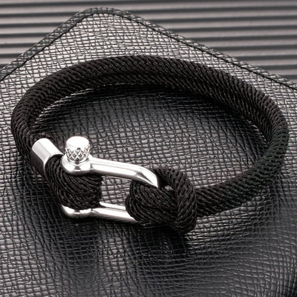 Pulsera Náutica Minimalista Unisex – Cuerda Doble con Hebilla en U de Acero Inoxidable