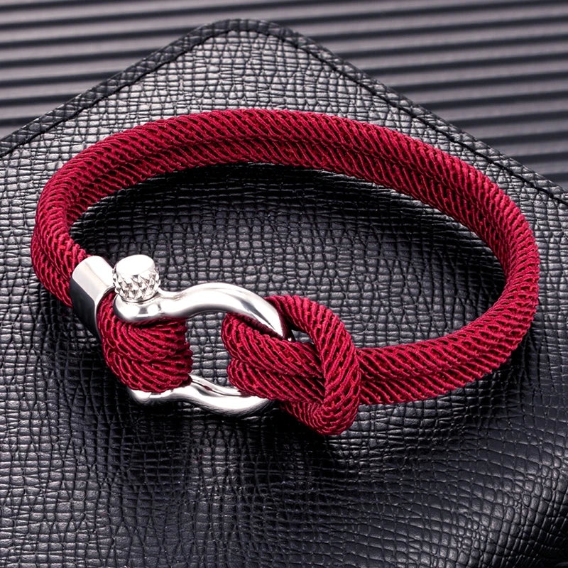 Pulsera Náutica Minimalista de Doble Hebra – Supervivencia con Cierre de Perno y Hebilla Deportiva de Acero Inoxidable Unisex