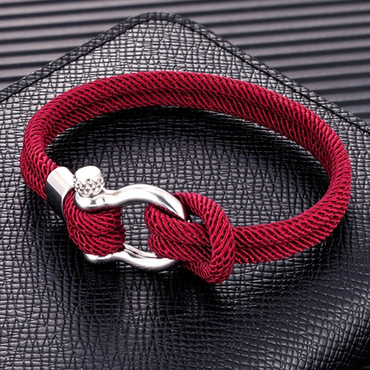 Pulsera Náutica Minimalista de Doble Hebra – Supervivencia con Cierre de Perno y Hebilla Deportiva de Acero Inoxidable Unisex