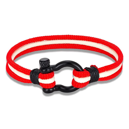 Pulsera Náutica Multicapa con Bandera de Argentina – Unisex, con Grillete de Acero Inoxidable y Cierre Estilo Barco