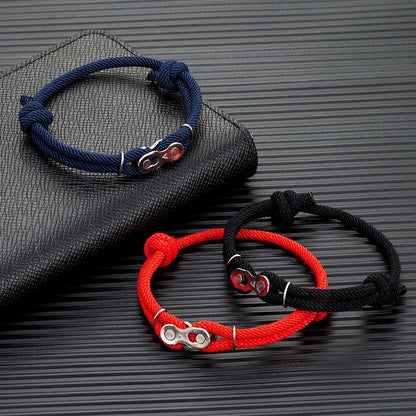 Pulsera de Cadena de Bicicleta para Hombre – Estilo Punk Rock con Cuerda Ajustable