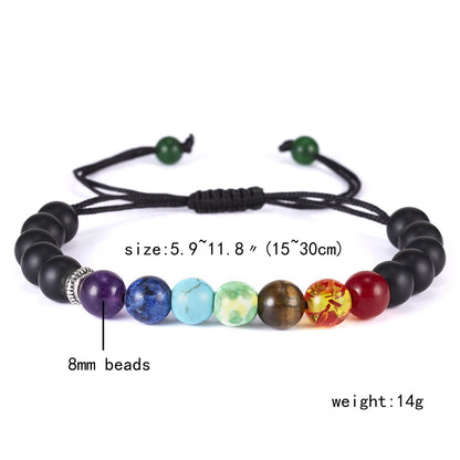 Pulsera de Piedra Volcánica – Elástica y Unisex, con Cuentas de Colores