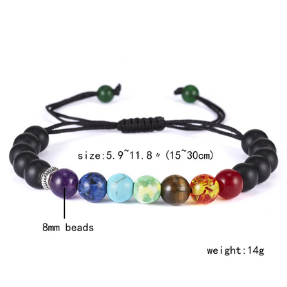 Pulsera de Piedra Volcánica – Elástica y Unisex, con Cuentas de Colores