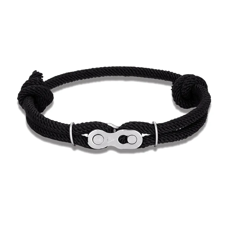 Pulsera de Cadena de Bicicleta para Hombre – Estilo Punk Rock con Cuerda Ajustable