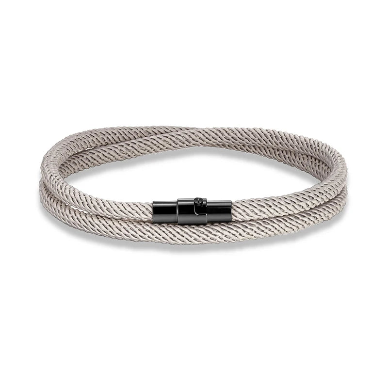 Pulsera Minimalista de Cuerda Roja de la Suerte – Doble Capa Unisex con Cierre Magnético Negro 316L