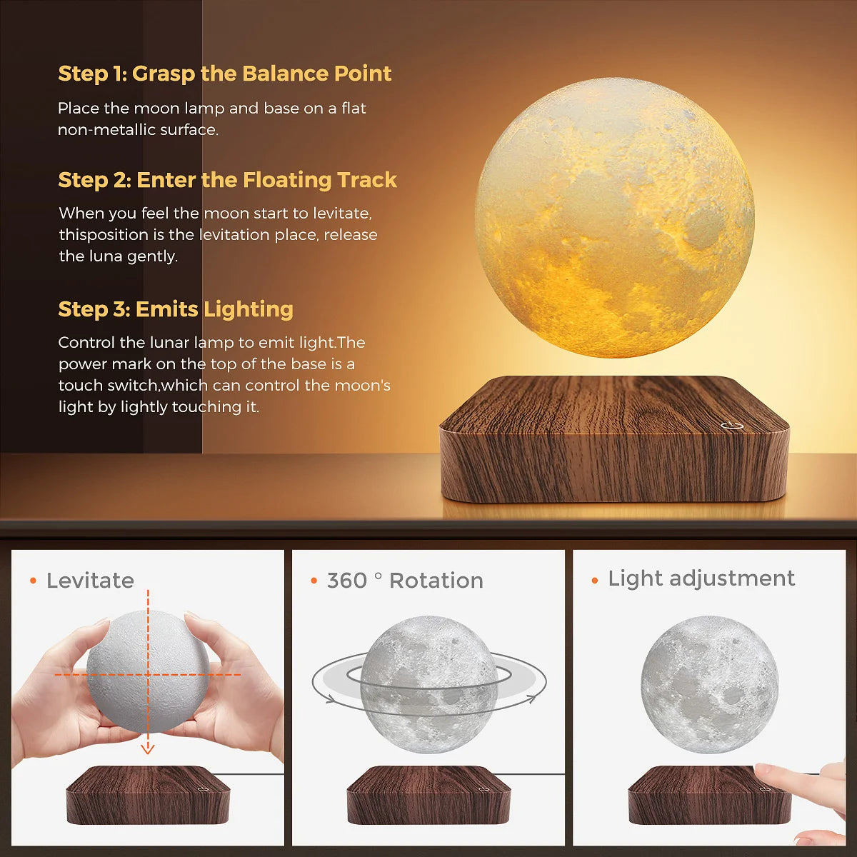 Lampara Lunar Flotante 3D