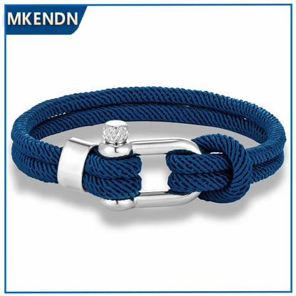 Pulsera Náutica Minimalista Unisex – Cuerda Doble con Hebilla en U de Acero Inoxidable