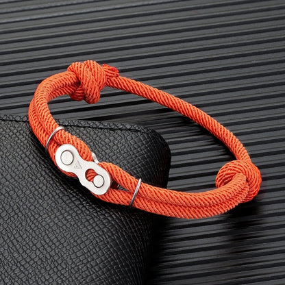 Pulsera de Cadena de Bicicleta para Hombre – Estilo Punk Rock con Cuerda Ajustable