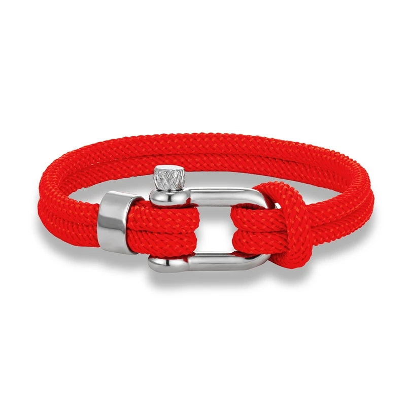 Pulsera Náutica Minimalista Unisex – Cuerda Doble con Hebilla en U de Acero Inoxidable