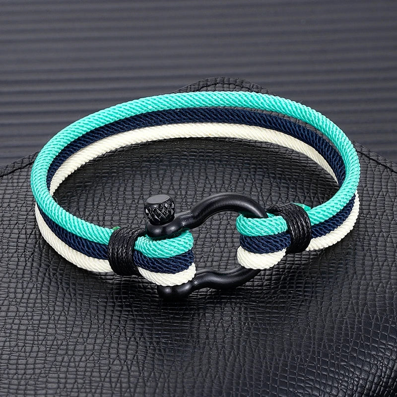 Pulsera Náutica Multicapa con Bandera de Argentina – Unisex, con Grillete de Acero Inoxidable y Cierre Estilo Barco