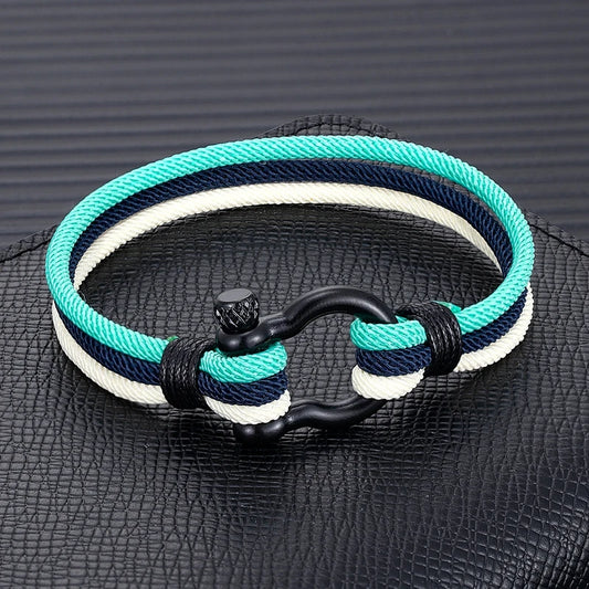 Pulsera Náutica Multicapa con Bandera de Argentina – Unisex, con Grillete de Acero Inoxidable y Cierre Estilo Barco
