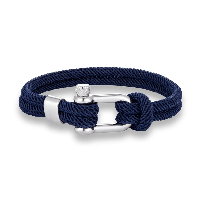 Pulsera Náutica Minimalista Unisex – Cuerda Doble con Hebilla en U de Acero Inoxidable
