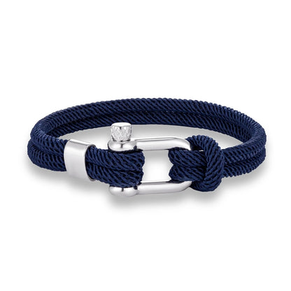 Pulsera Náutica Minimalista Unisex – Cuerda Doble con Hebilla en U de Acero Inoxidable